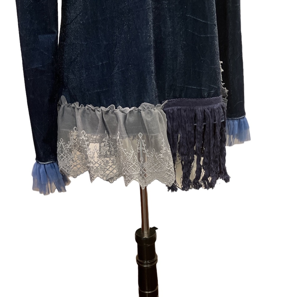 NEW Ursime Vintage Boho Velvet Patchwork Bowknot Long Sleeve Jacket M - Picture 4 of 10
